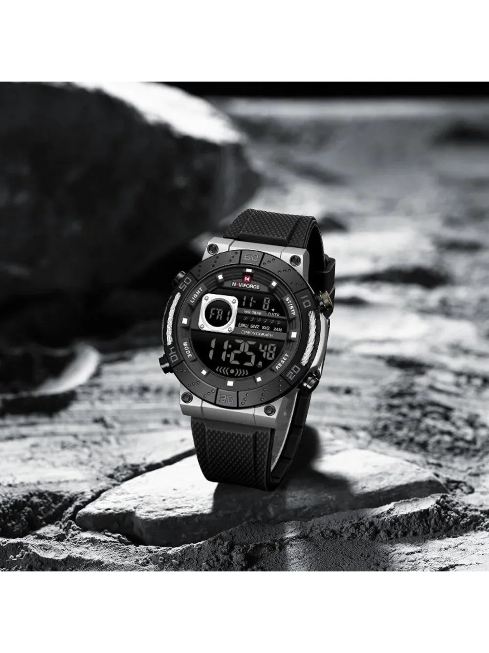 Men's Black Analog Quartz Military Waterproof Sports Chronograph Digital Watch
